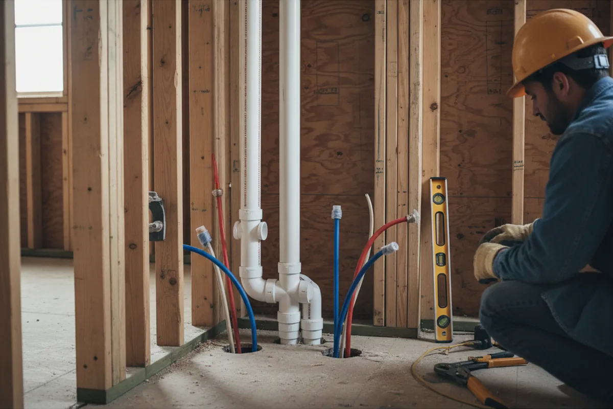 Drain and supply rough-in during Leak Detection in Woodville